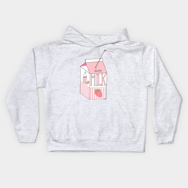 Strawberry Milk Kids Hoodie by Kcael